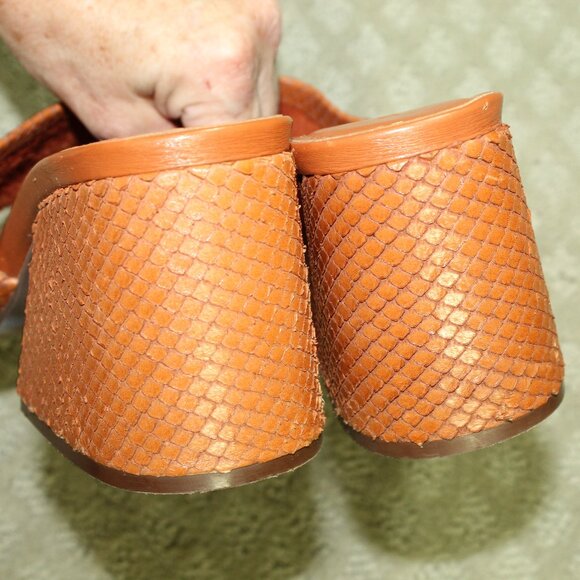 Sonhodospes Women's 8.5 / 39 Brown Scale-look 3" Chunky Heels - Picture 6 of 6